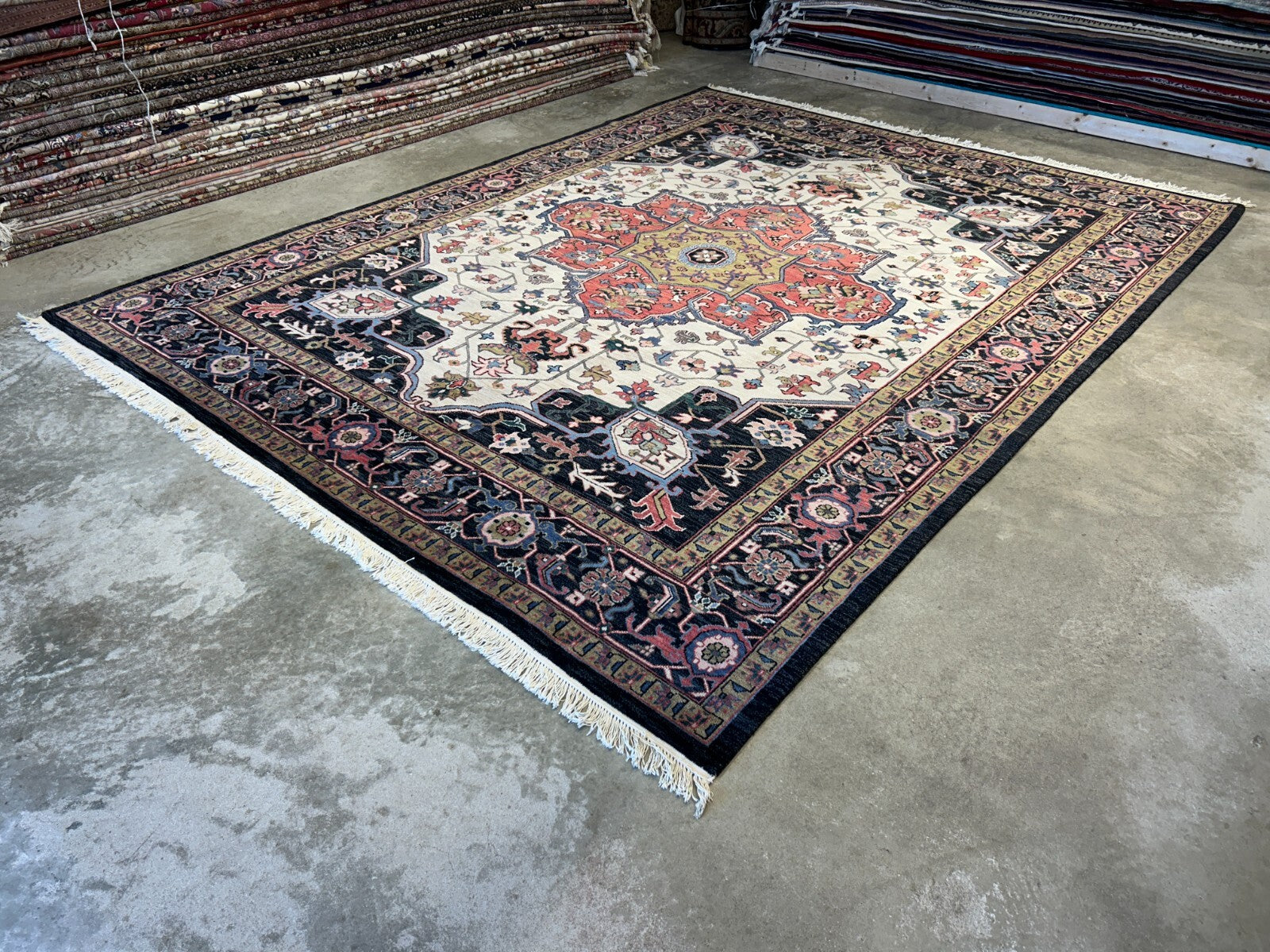 9'x11'10" Hand-Knotted 100%  Wool Pile IndoHeriz Rug