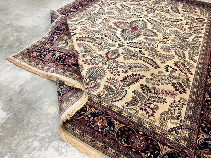 9'x12' Hand-Knotted 100% Lamb Wool Pile Sarouk Carpet - Area Rug