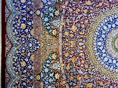 6'6"x10' Exquisite Extra-Fine Hand-Knotted 100% Silk Qume Carpet - Area Rug