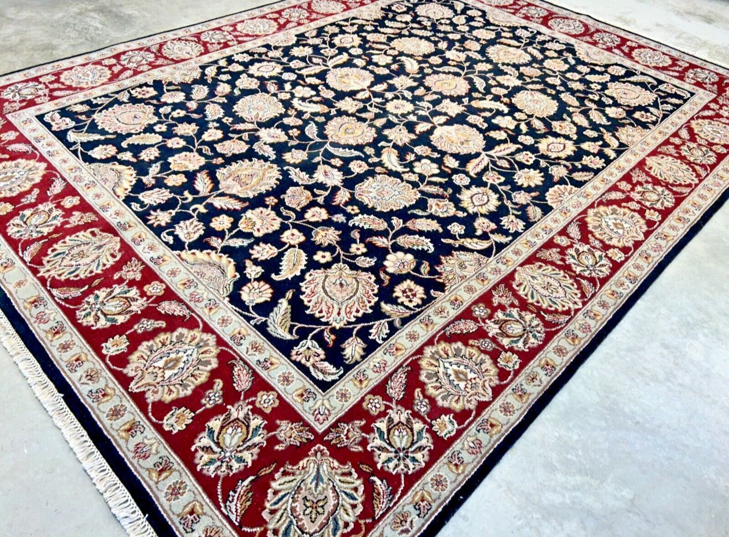9' x 12' Hand-Knotted 100% Wool Carpet - Indian Agra Area Rug