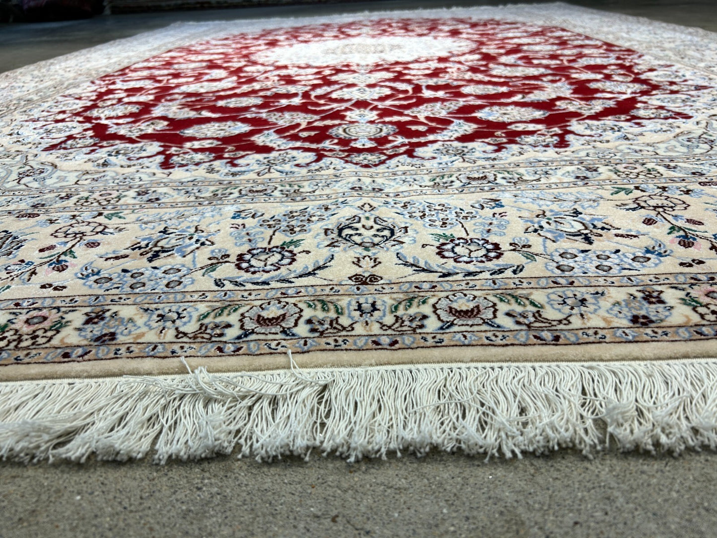 6'7"x9'6" Fine Hand-Knotted Wool & Silk Naine Rug - Area Carpet