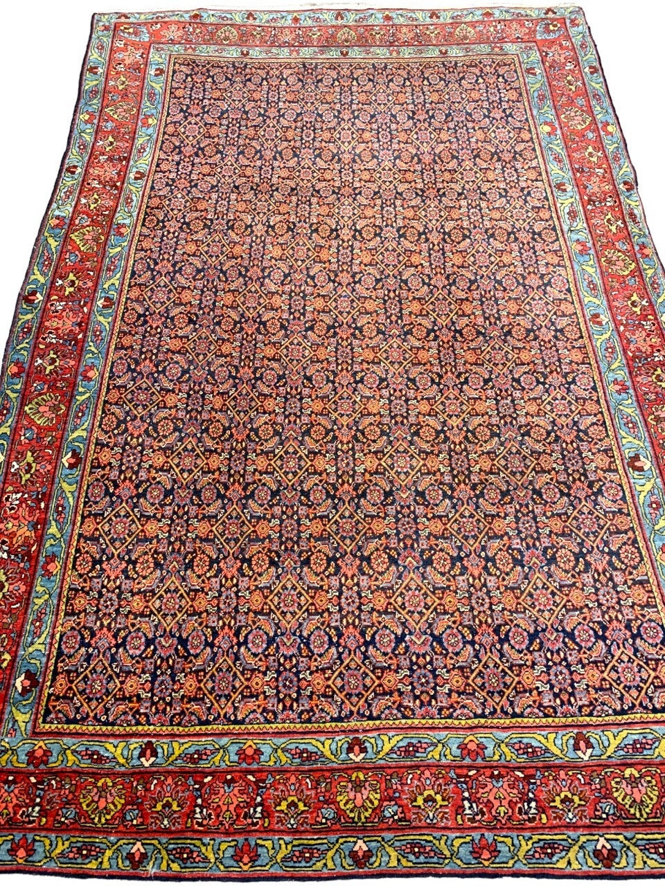 Collector Item -  4'8"x7'1" Antique Hand-Knotted Fine Wool Bidjare Area Rug