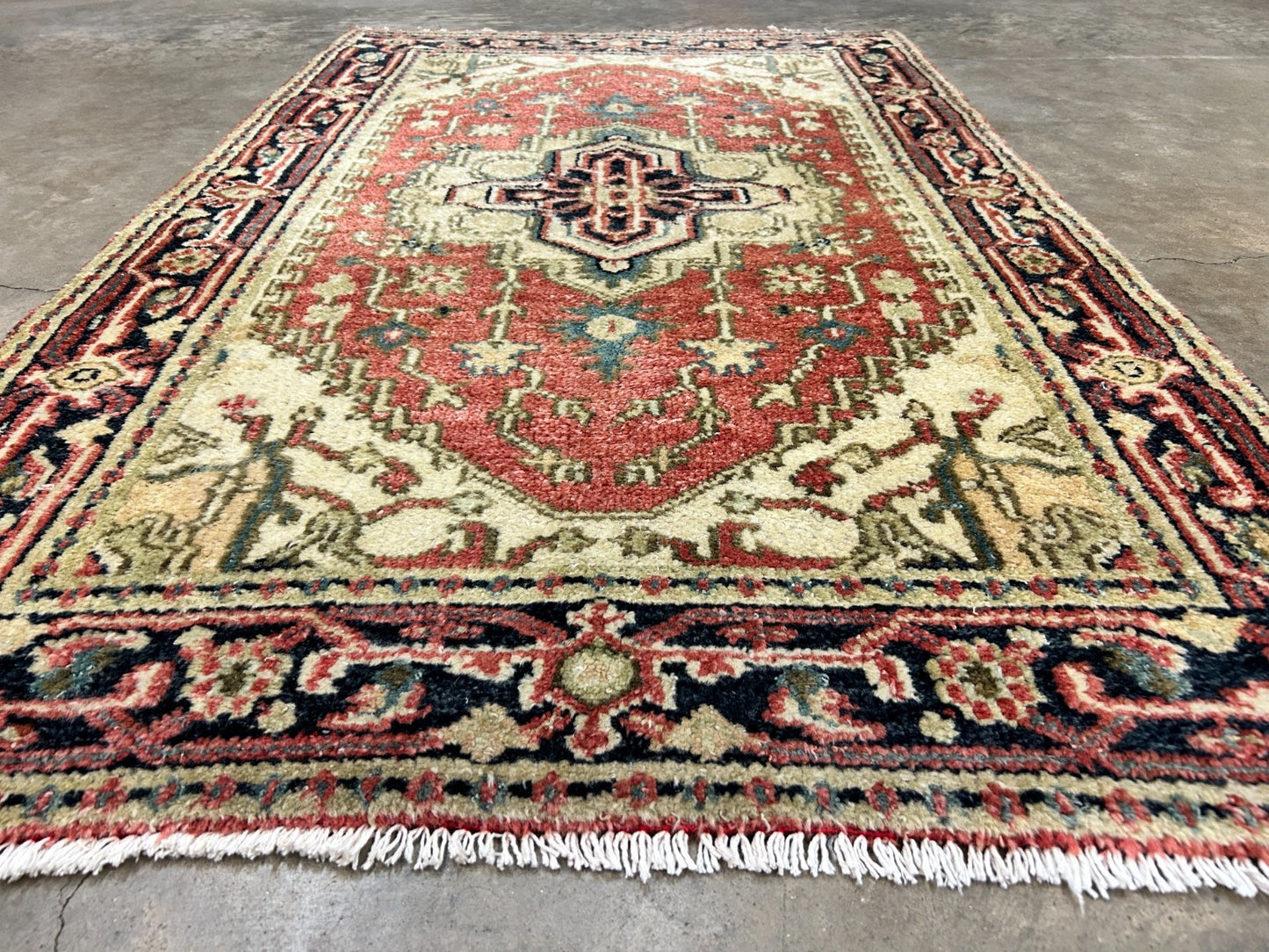 3'x5' Hand-Knotted 100% Wool Pile IndoSerapi Rug