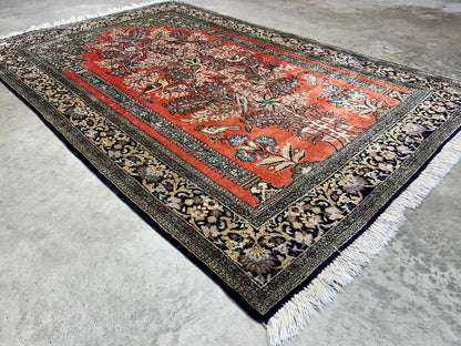 3'3"x5'7" Exquisite Fine Hand-Knotted 100% Silk Tree of Life Area Rug