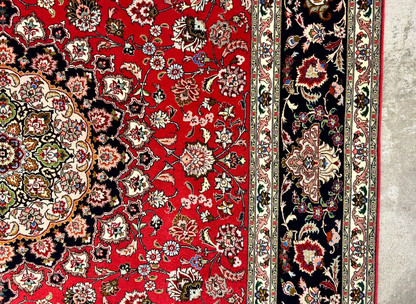 6'7"x9'10" Fine Hand-Knotted Wool & Silk Blend Tabrize Carpet - Area Rug