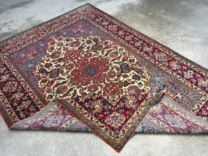 4'10"x6'7" Collector Antique Very Fine Hand-Knotted 100% Wool Isfahane Rug
