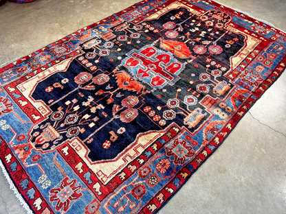 4'0" x 7'8" Hand-Knotted 100% Wool Pile Nahavande Area Rug