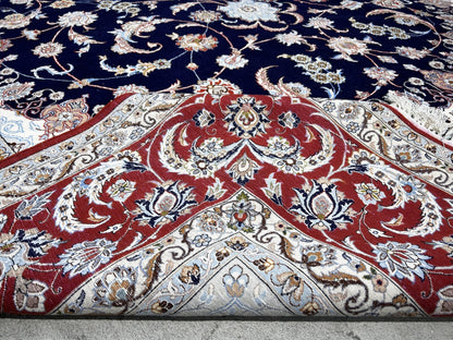 8'8"x11'9" Extra Fine Hand-Knotted Wool & Silk Isfahane Rug