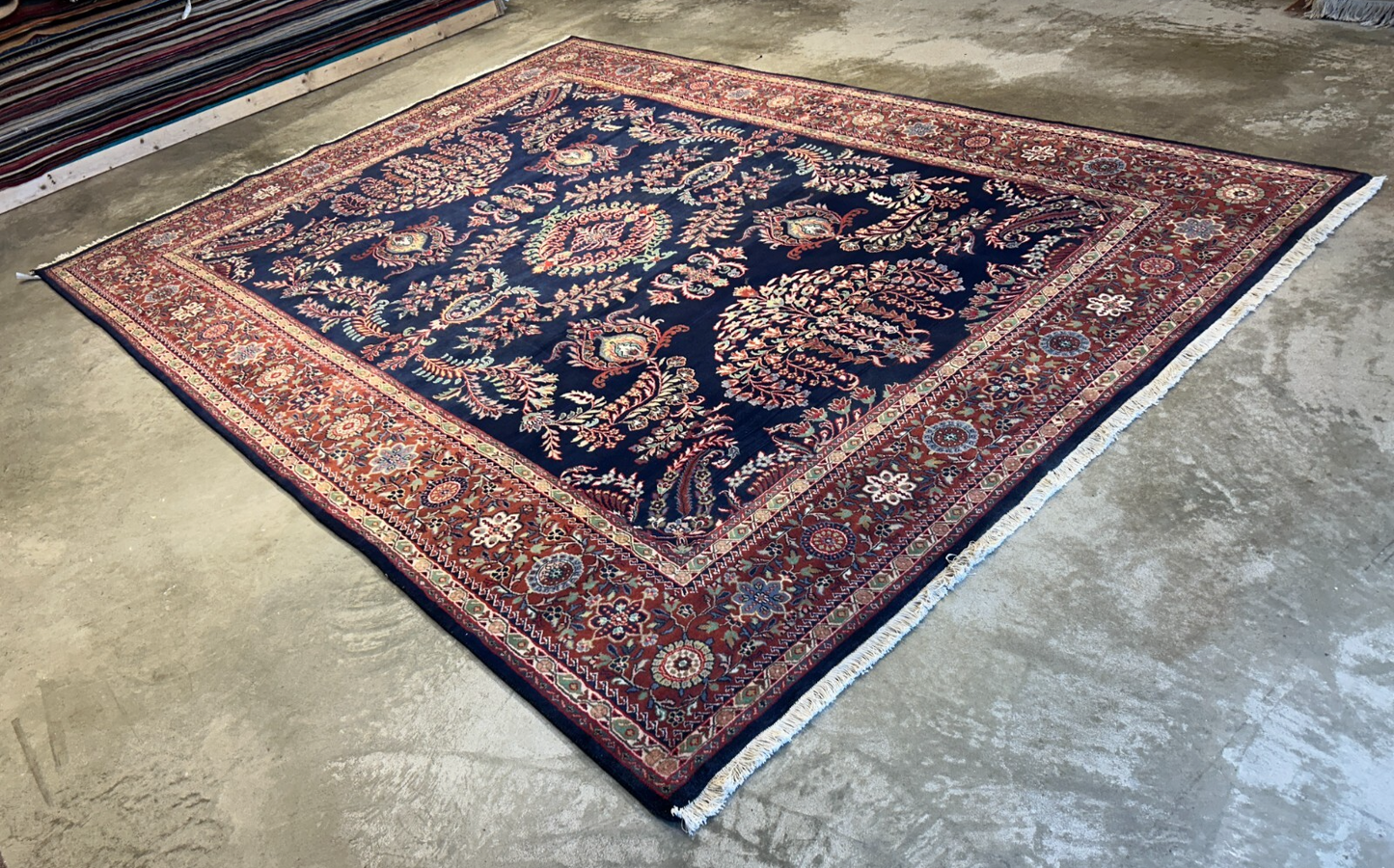 8'9"x12'1" Hand-Knotted 100% Wool Pile IndoSarouke Rug