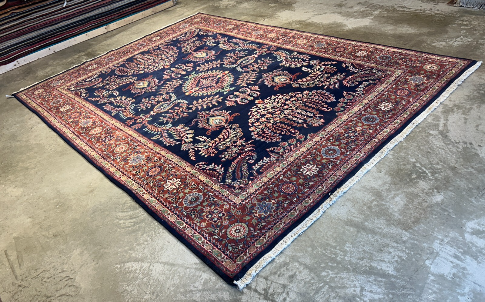8'9"x12'1" Hand-Knotted 100% Wool Pile IndoSarouke Rug