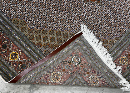 8'4"x11' Hand-Knotted Silk & Wool Tabrize Fish Style  Rug - Carpet