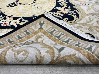 6'1"x9'2" Hand-Knotted 100% Wool Pile Aubusson Carpet - Area Rug