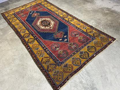 4'2"x8'1" Antique Hand-Knotted 100% Wool Pile Kazak Caucasian Area Rug - Carpet