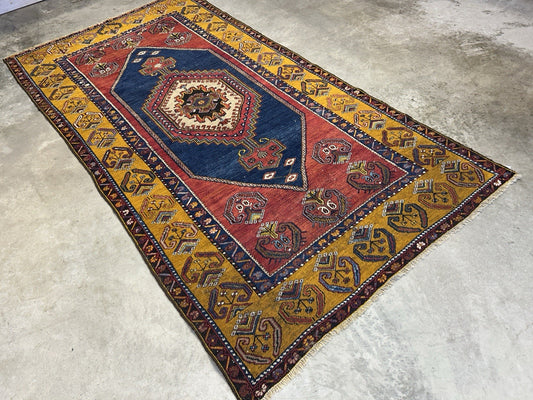 4'2"x8'1" Antique Hand-Knotted 100% Wool Pile Kazak Caucasian Area Rug - Carpet