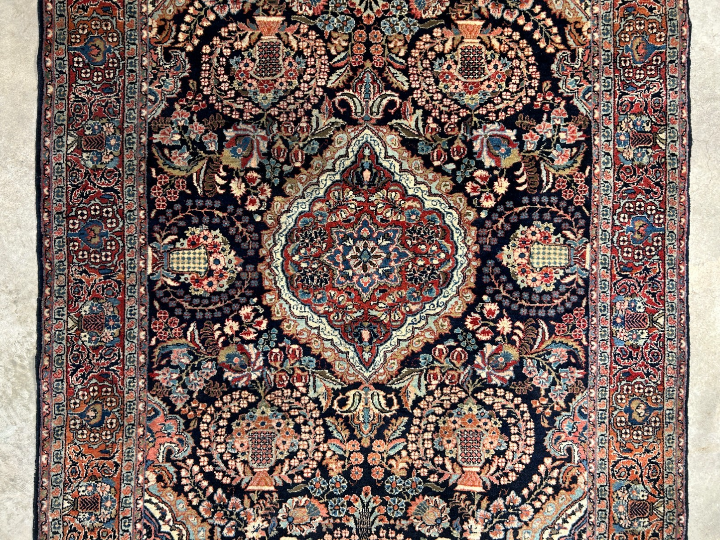 4'8"x7' Antique Hand-Knotted 100% Wool Pile Josane Area Rug - Carpet