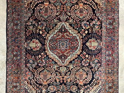 4'8"x7' Antique Hand-Knotted 100% Wool Pile Josane Area Rug - Carpet
