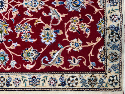 2'1"x2'11" Fine Hand-Knotted Wool & Silk Naine Rug