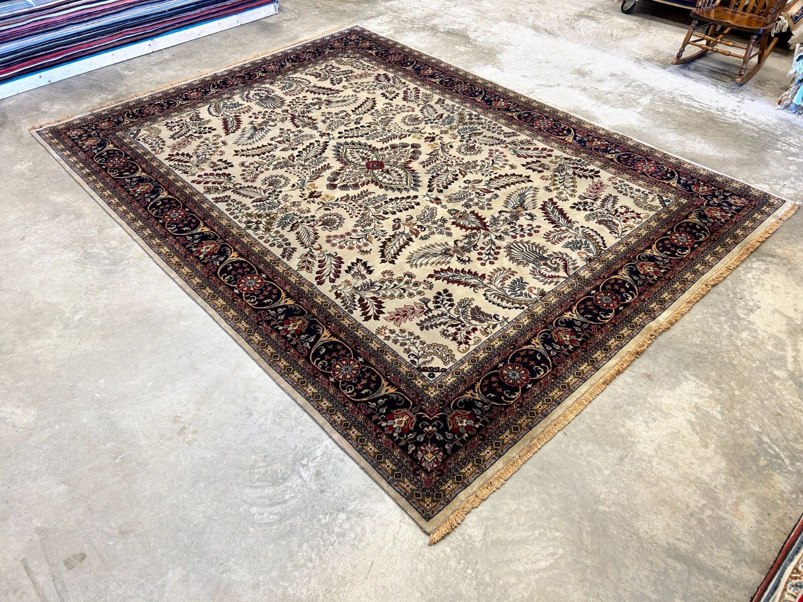 8'8"x11'8" Hand-Knotted 100% Lamb Wool Sarouke Design Carpet - Area Rug