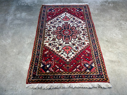 3'1"x5' Hand-Knotted 100% Wool Pile Herize Rug