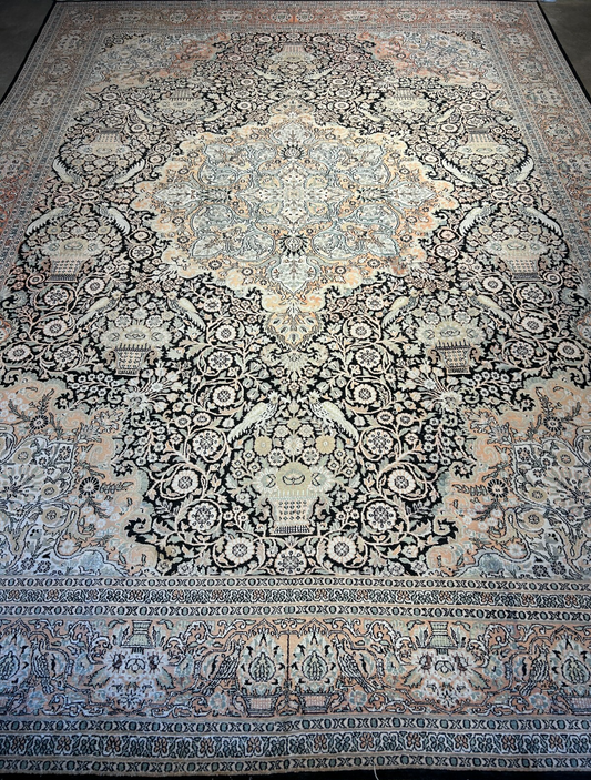 9'x12'6" Hand-Knotted 100%  Kashmiri Silk Pile Area Rug