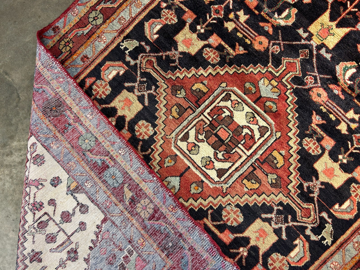 5'2" x 8'7'' Hand-Knotted 100% Wool Pile Hamadane Area Rug