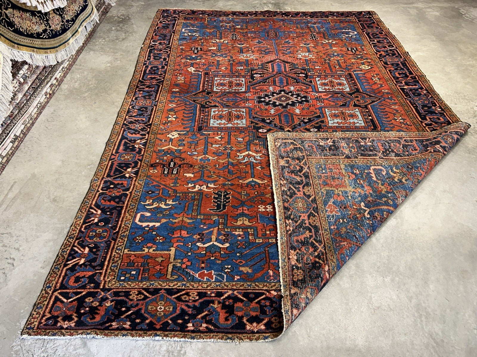 Collector Item- 7’9”x11’5” Antique Hand-Knotted 100% Wool Pile Serapie Area Rug