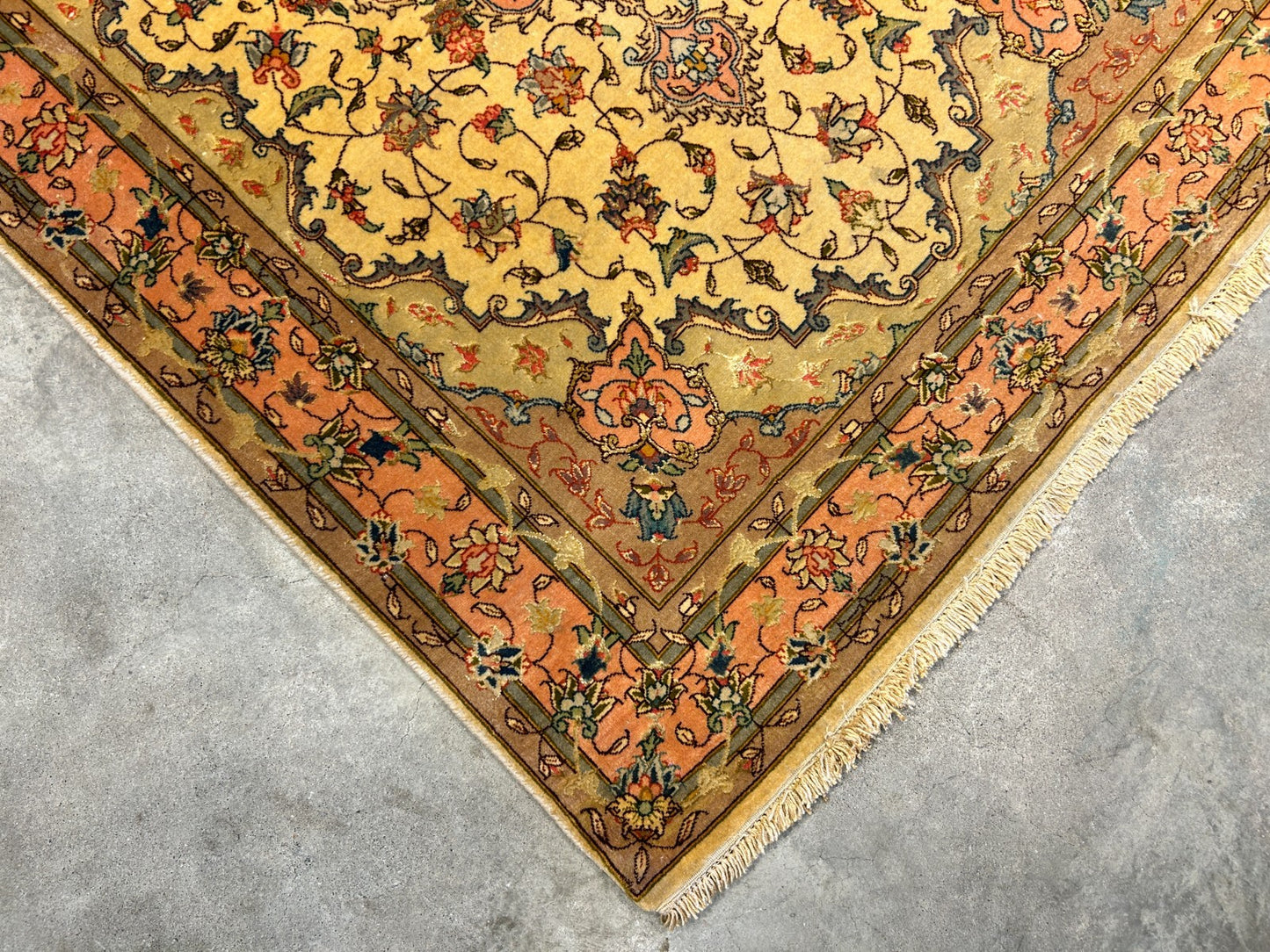 3'4"x6' Very Fine Hand-Knotted Wool & Silk Tabrize Rug