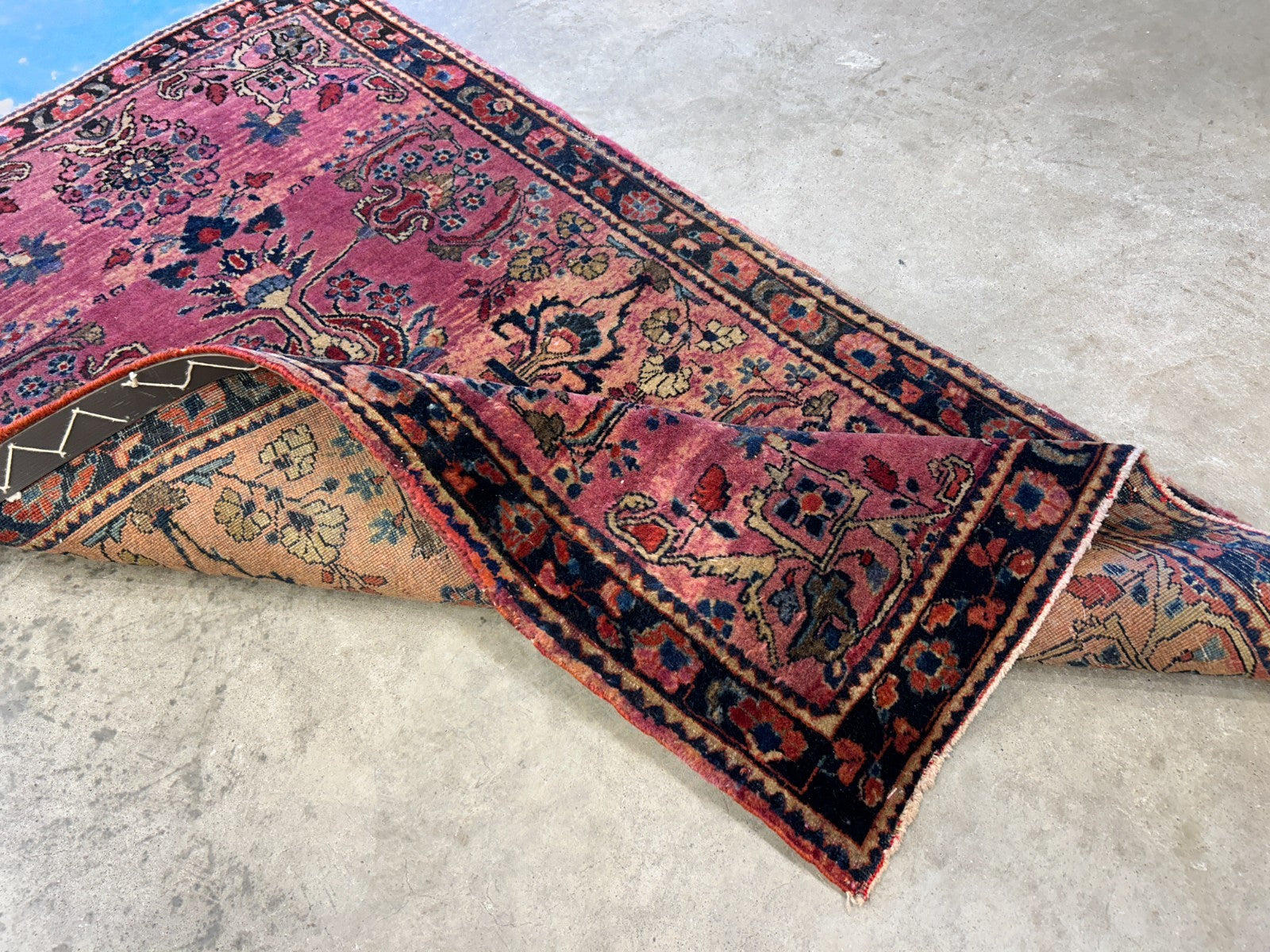 2'7"x4'10" Antique Hand-Knotted 100% Wool Pile Sarouke Area Rug - Carpet