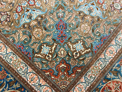 9'10"x13' Exquisite Signed Hand-Knotted 100% Silk Qume Rug