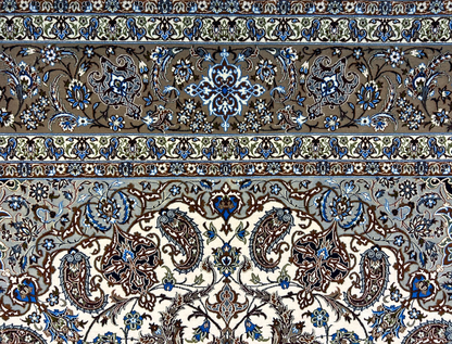 6'9"x10'6" Very Fine Hand-Knotted Wool & Silk Isfahane Rug - Area Carpet