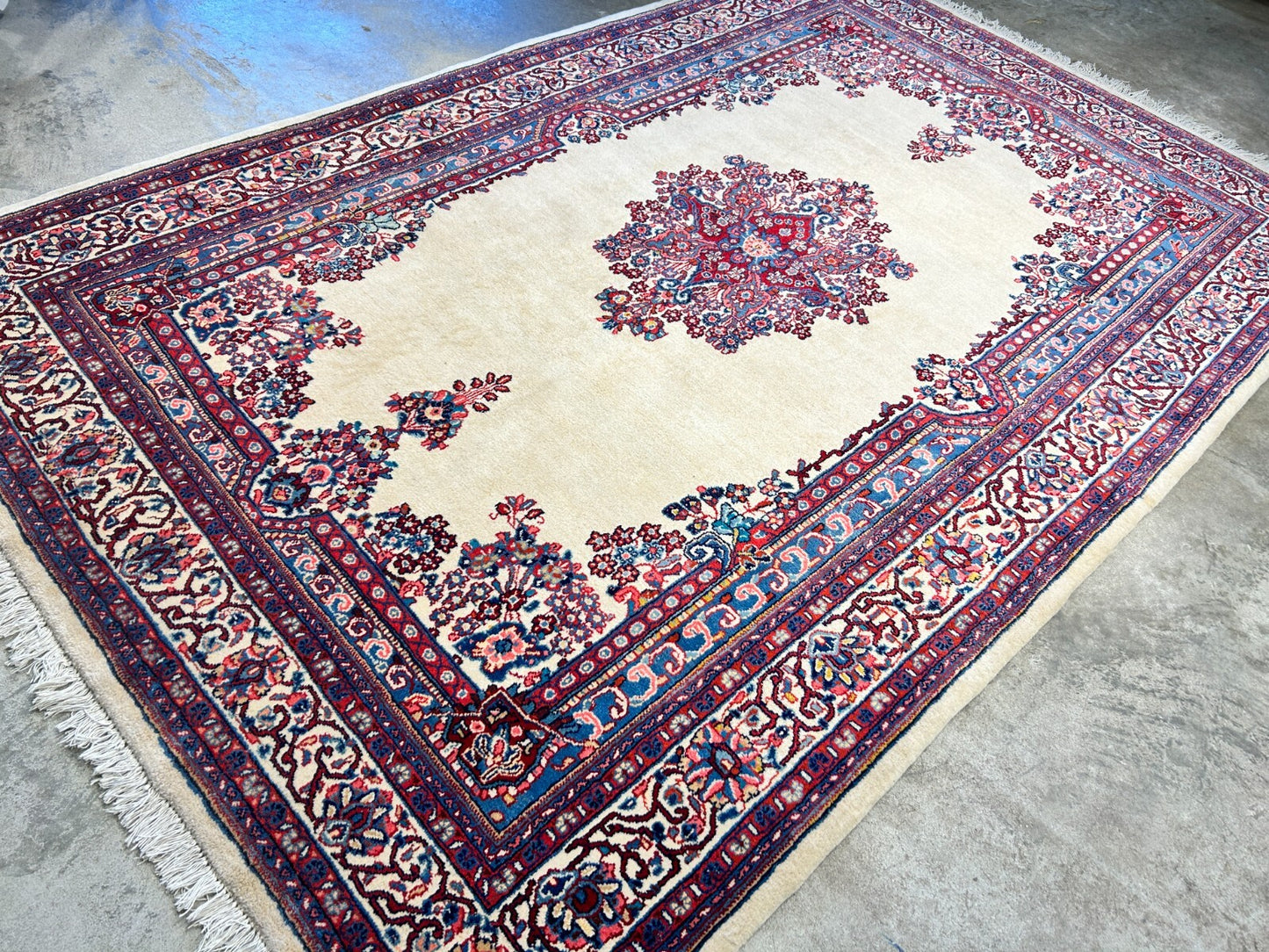 6'3"x9'5" Hand-Knotted 100% Wool Pile Sarouke Carpet - Area Rug