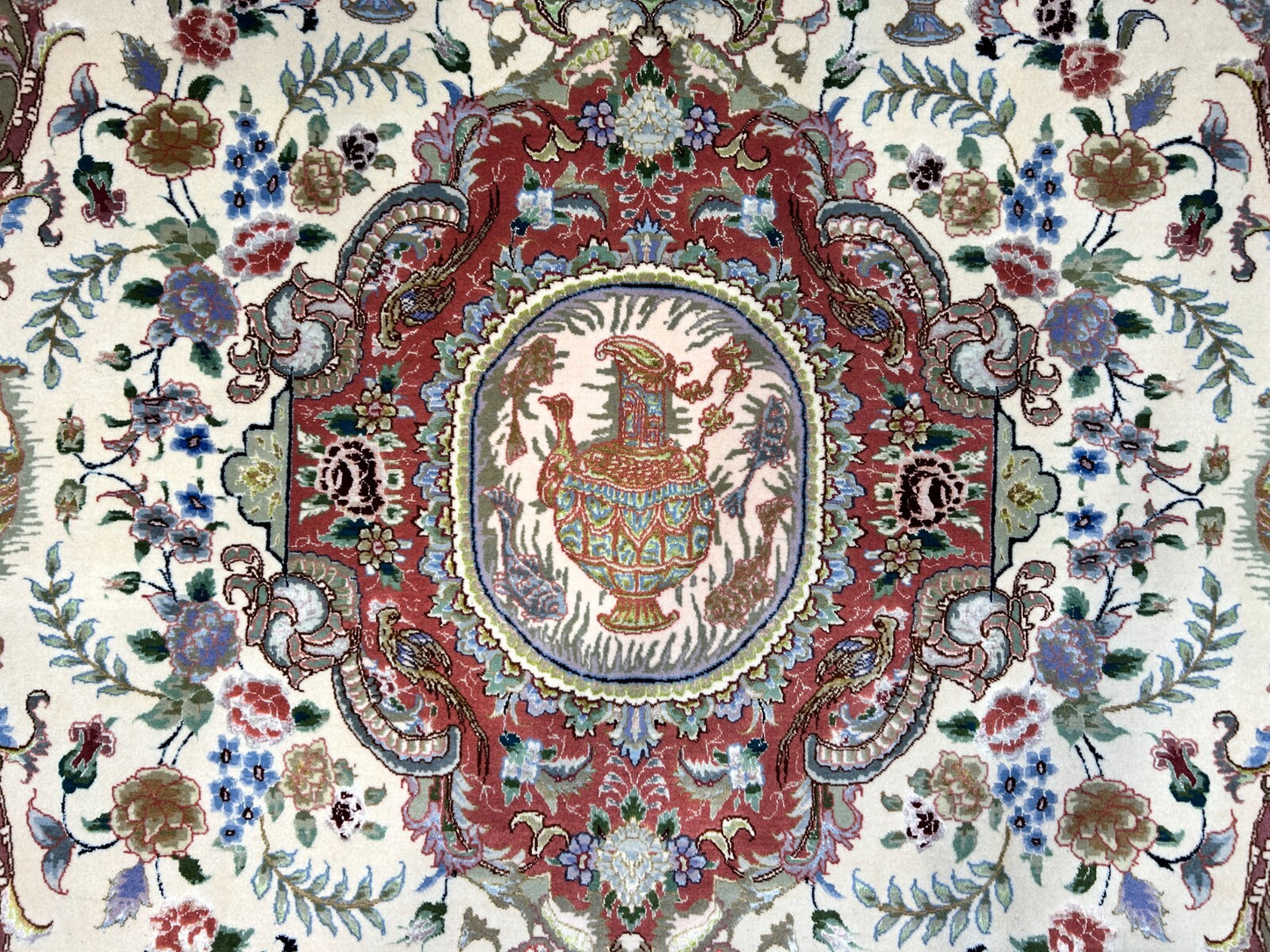 6'6"x10'2" Extra-Fine Hand-Knotted Wool & Silk Blend Tabrize Carpet - Area Rug