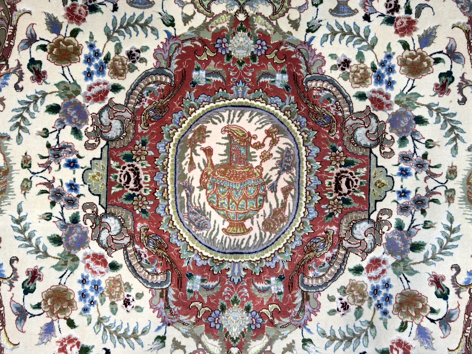 6'6"x10'2" Extra-Fine Hand-Knotted Wool & Silk Blend Tabrize Carpet - Area Rug