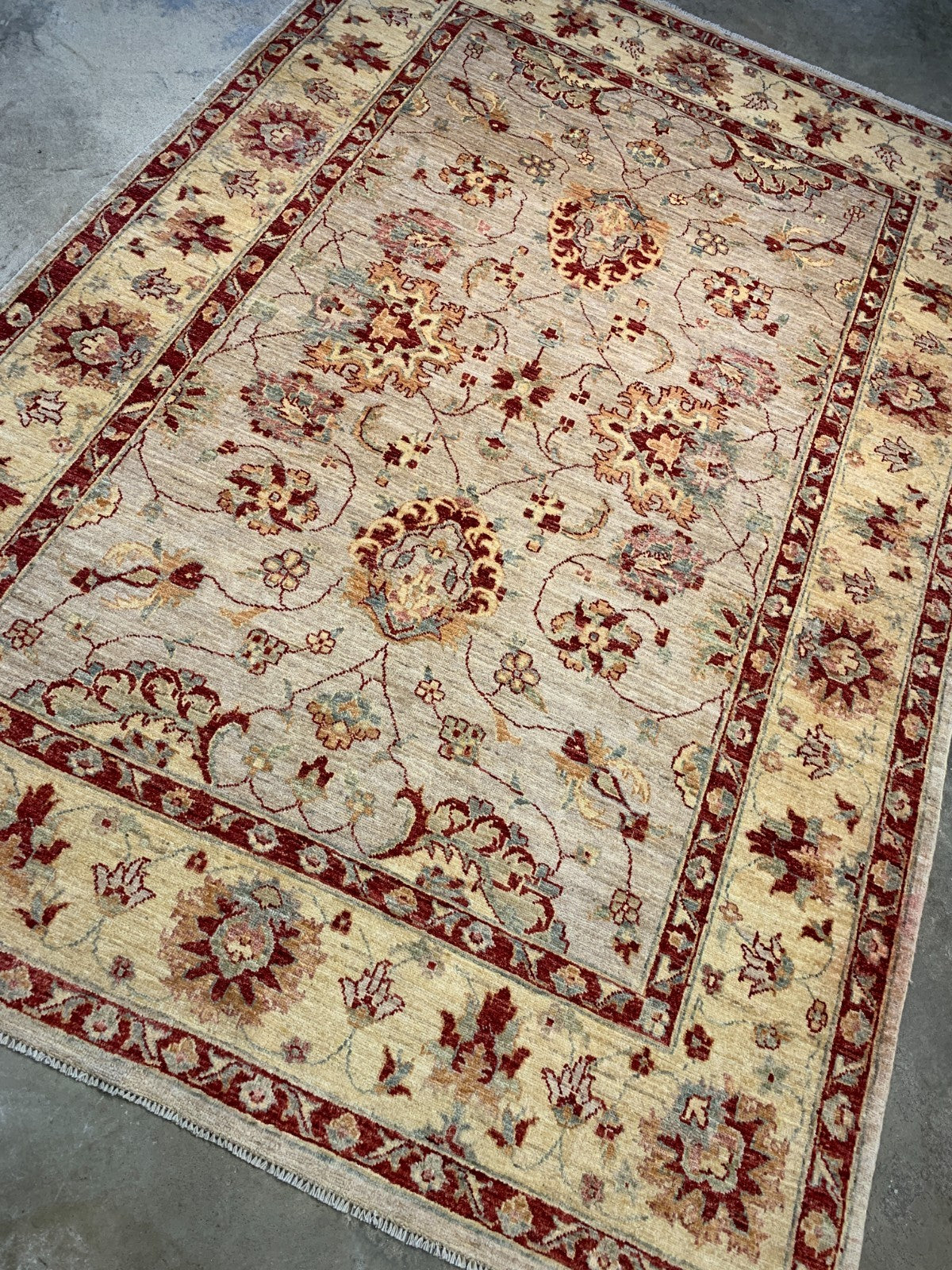 5'8"x8'2" Hand-Knotted 100% Wool Pile Pakistani Area Rug - Carpet