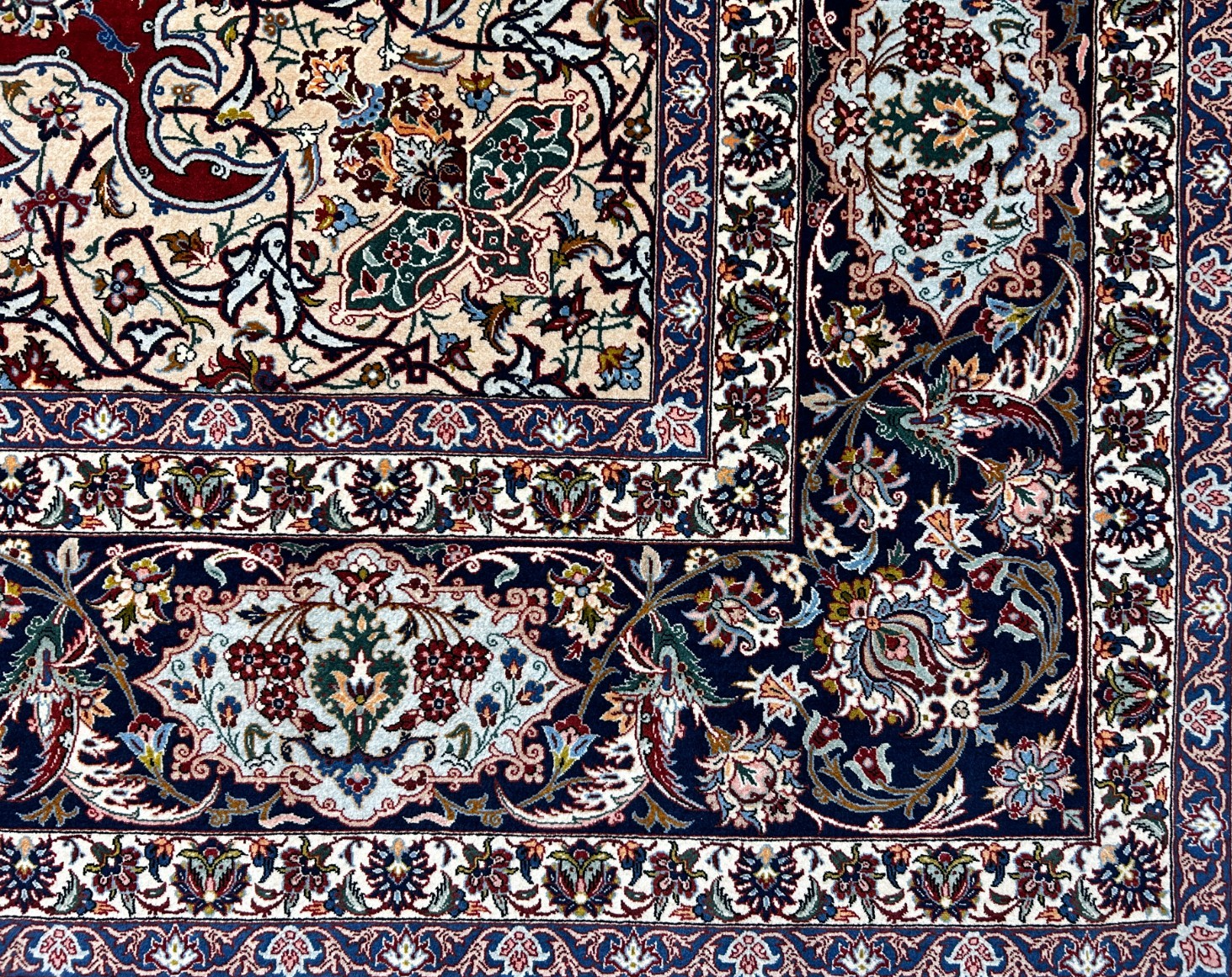 8'1"x11'9" Very Fine Hand-Knotted Wool & Silk Isfahane Area Rug - Signed