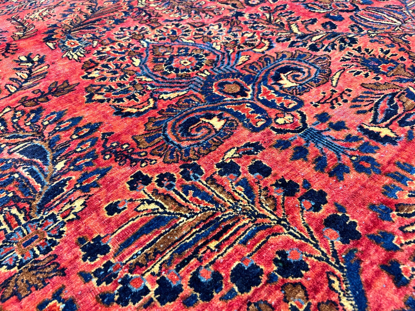 9'2"x11'4" Antique Fine Lamb Wool Sarouke Mohajeran Rug Hand-knotted Carpet