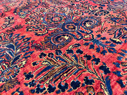9'2"x11'4" Antique Fine Lamb Wool Sarouke Mohajeran Rug Hand-knotted Carpet