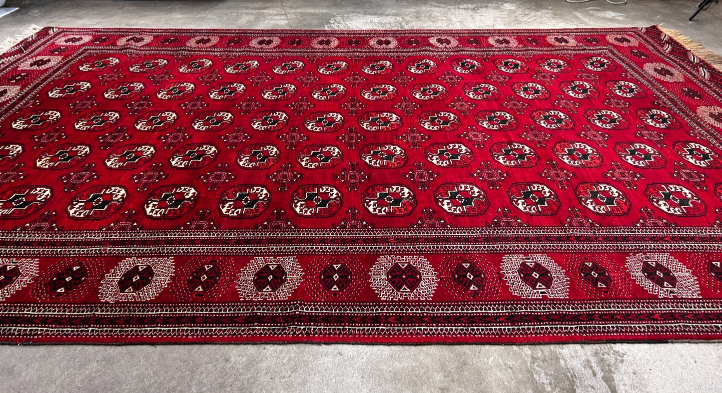 7'6" x 11'5'' Hand-Knotted 100% Wool Pile Turkamane Area Rug - Carpet