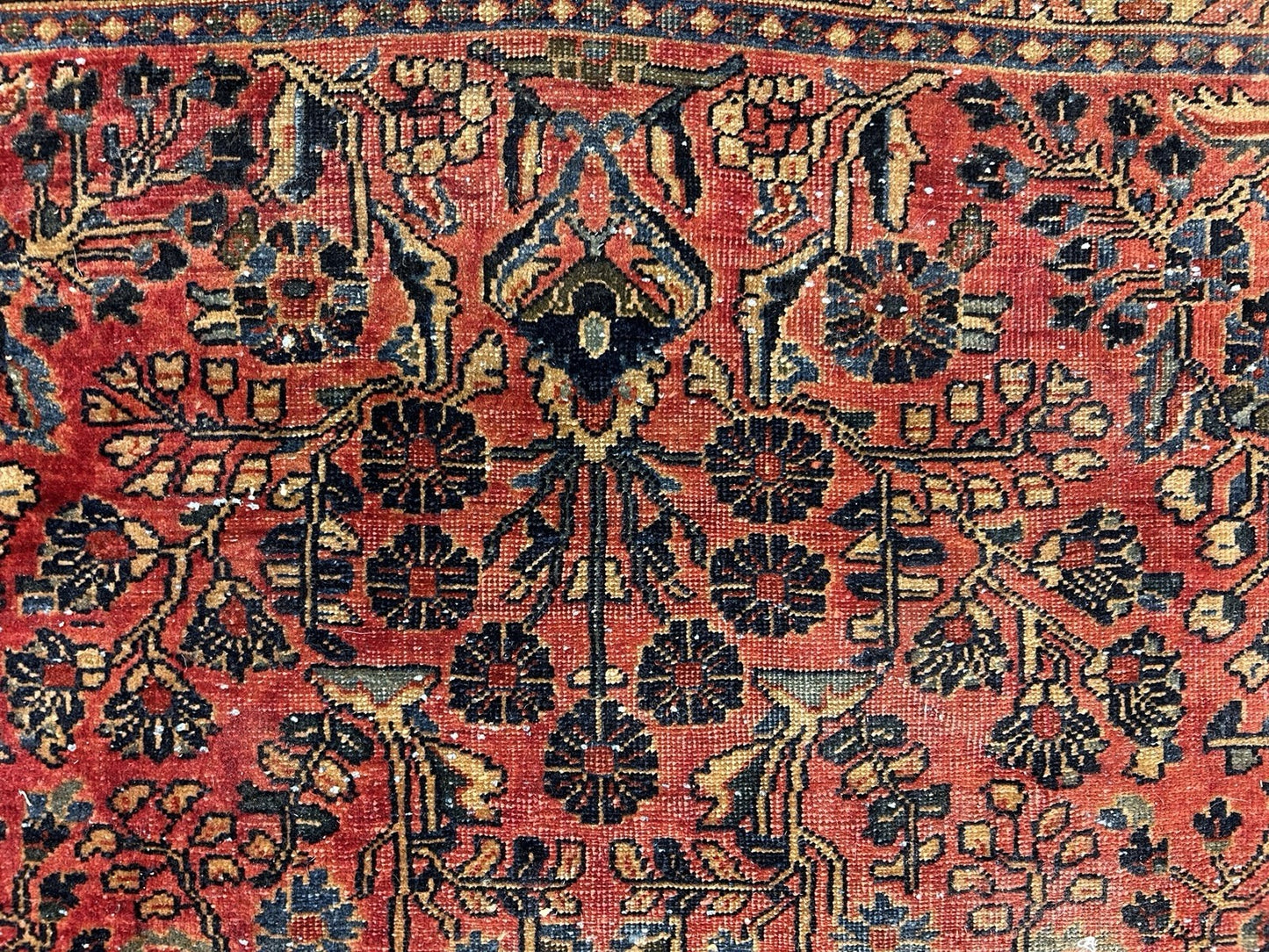 4'9”x6’3” Antique Fine Wool Sarouke Rug Hand-knotted Carpet