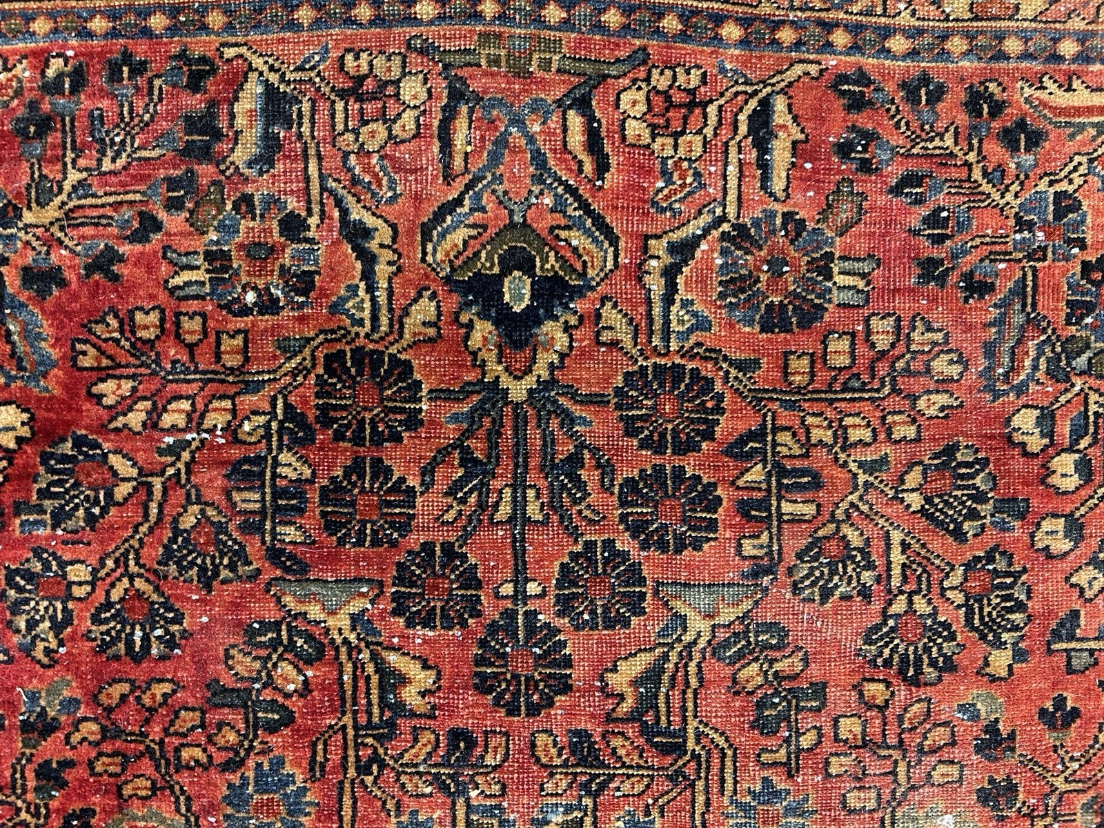 4'9”x6’3” Antique Fine Wool Sarouke Rug Hand-knotted Carpet