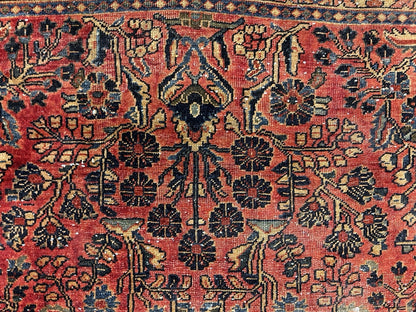 4'9”x6’3” Antique Fine Wool Sarouke Rug Hand-knotted Carpet