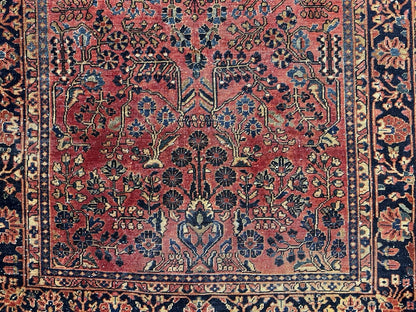 4'9”x6’3” Antique Fine Wool Sarouke Rug Hand-knotted Carpet