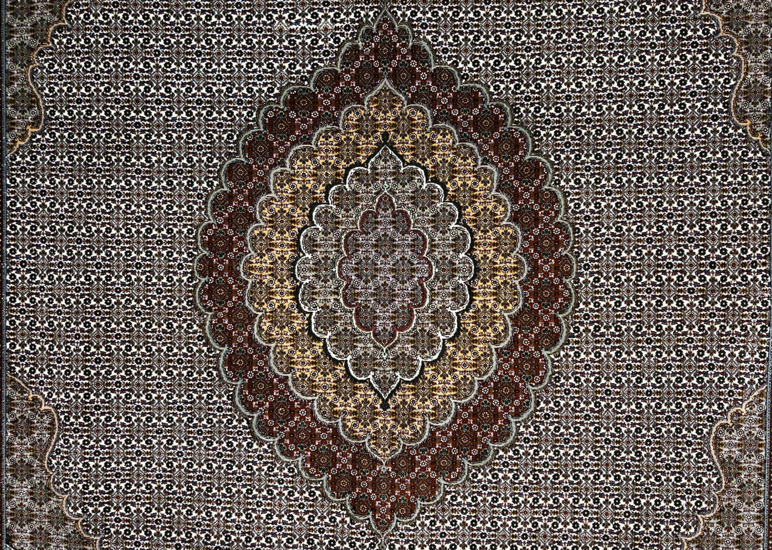 8'3"x11'1" Hand-Knotted Silk & Wool Tabrize Fish Style  Rug - Carpet