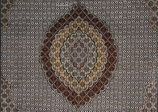 8'3"x11'1" Hand-Knotted Silk & Wool Tabrize Fish Style  Rug - Carpet