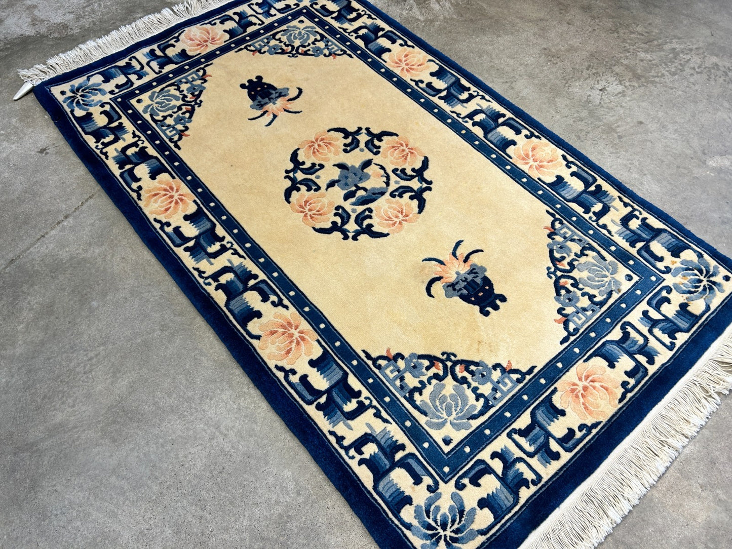 3'x5' Hand-Knotted 100% Wool Pile Art Deco Rug