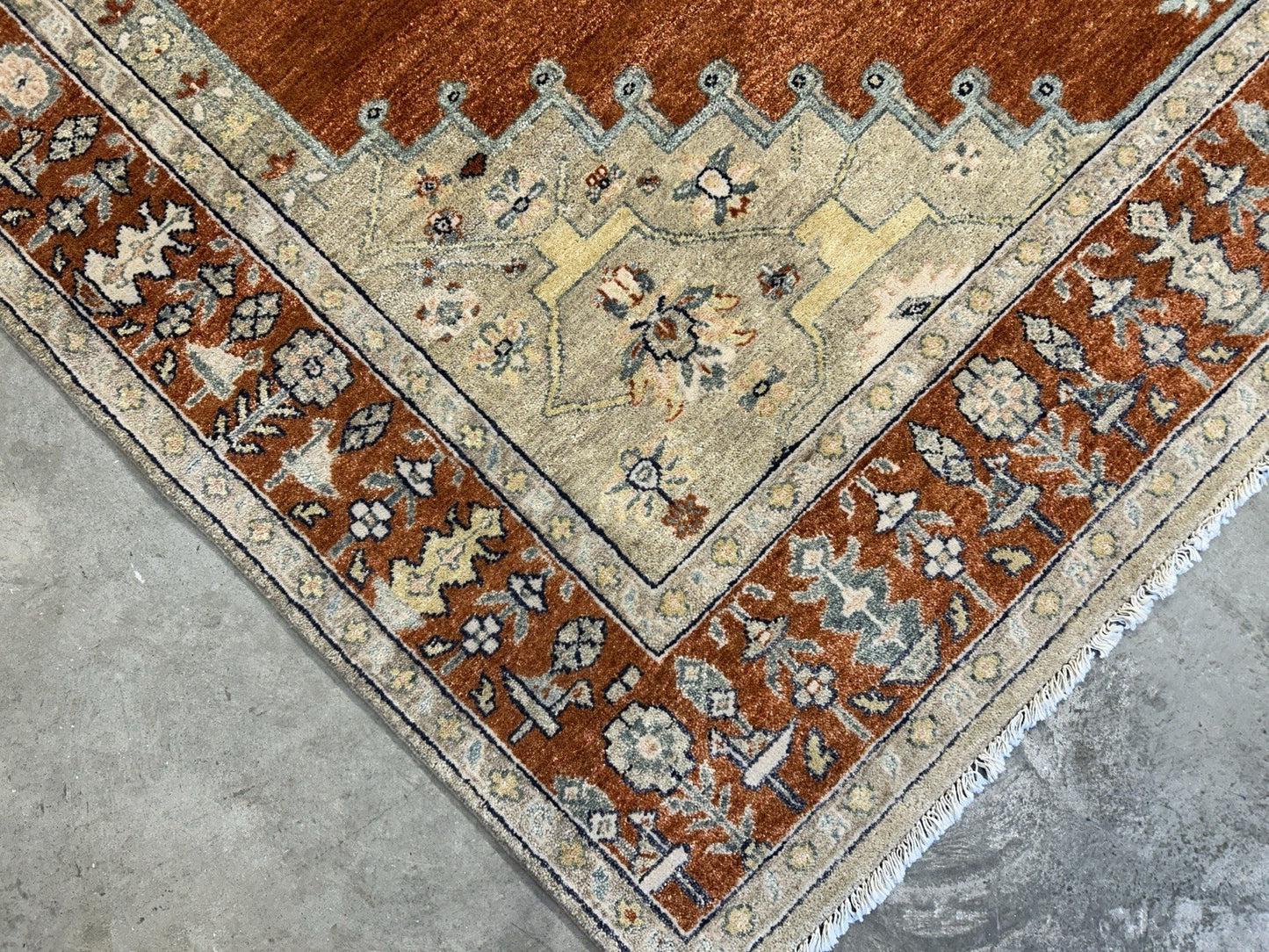 7’10”x9’11” Hand-Knotted 100% Wool Pile Indoserapi Area Rug - Carpet