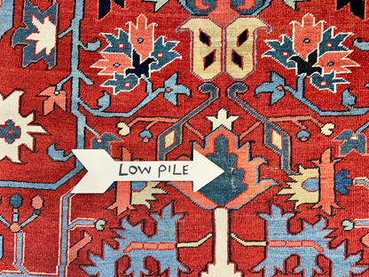 Collector Item - 9'x11'6" Hand-Knotted 100% Wool Pile Serapie Carpet - Area Rug