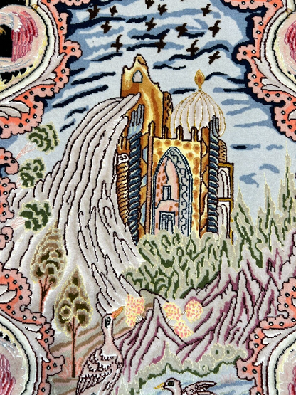 6'8"x10'3" Very-Fine Hand-Knotted Wool & Silk Blend Tabrize Carpet - Area Rug