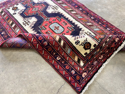 3'4"x4'9" Hand-Knotted 100% Wool Pile Hamadane Rug