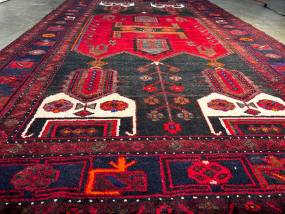 4'11" x 8'5" Hand-Knotted 100% Wool Pile Hamadane Area Rug